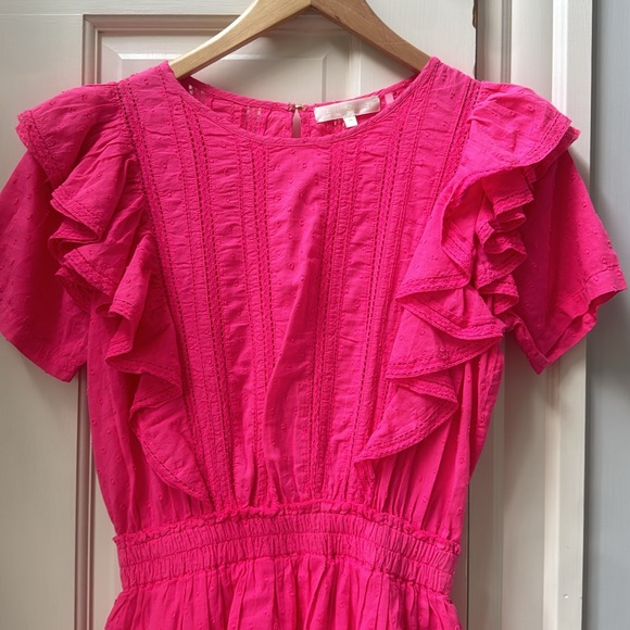 LoveShackFancy Natasha Heritage Mini Dress, Bright Pink, XS, Cotton, wore once - Picture 3 of 9